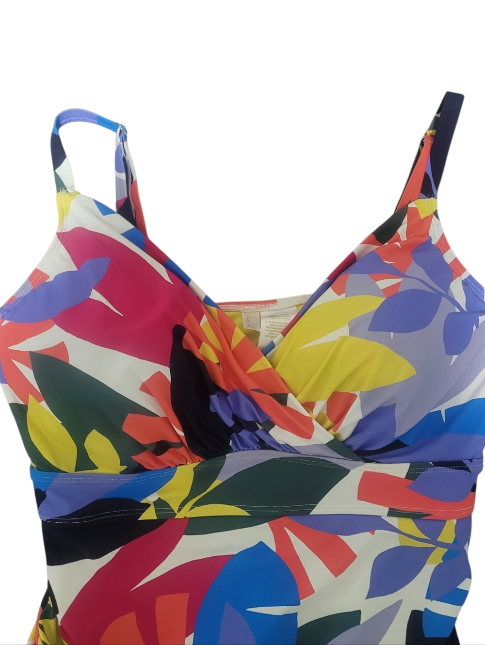 Anne Cole Multicolor Floral Tankini Top in Navy, Coral, Yellow, Blue - Picture 8 of 12